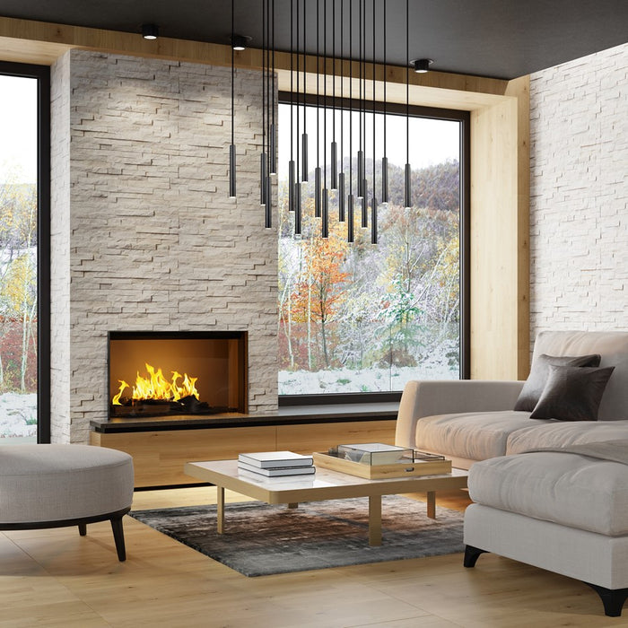 Z-Lite Forest 17Lt 12" LED Linear Chandelier, Black/Black