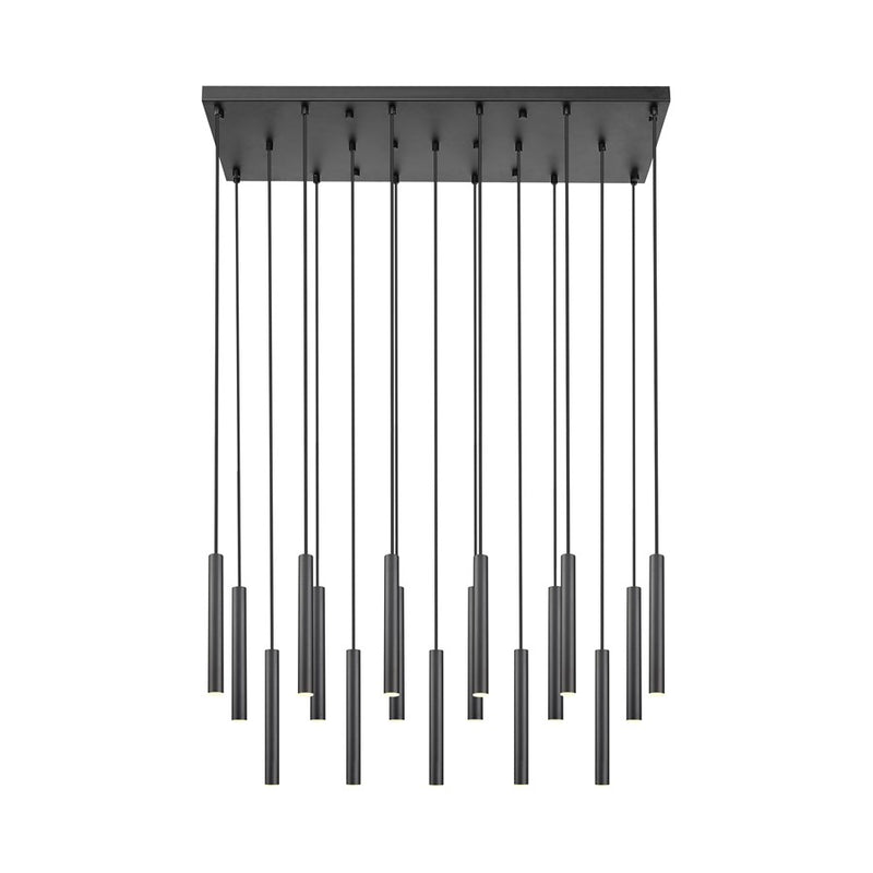 Z-Lite Forest 17 Light 12" LED Linear Chandelier, Black/Black