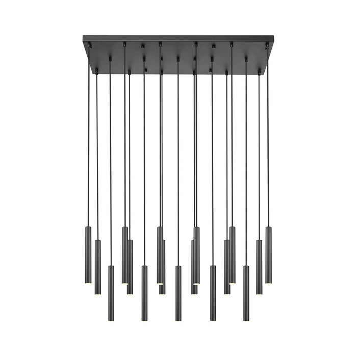 Z-Lite Forest 17 Light 12" LED Linear Chandelier, Black/Black