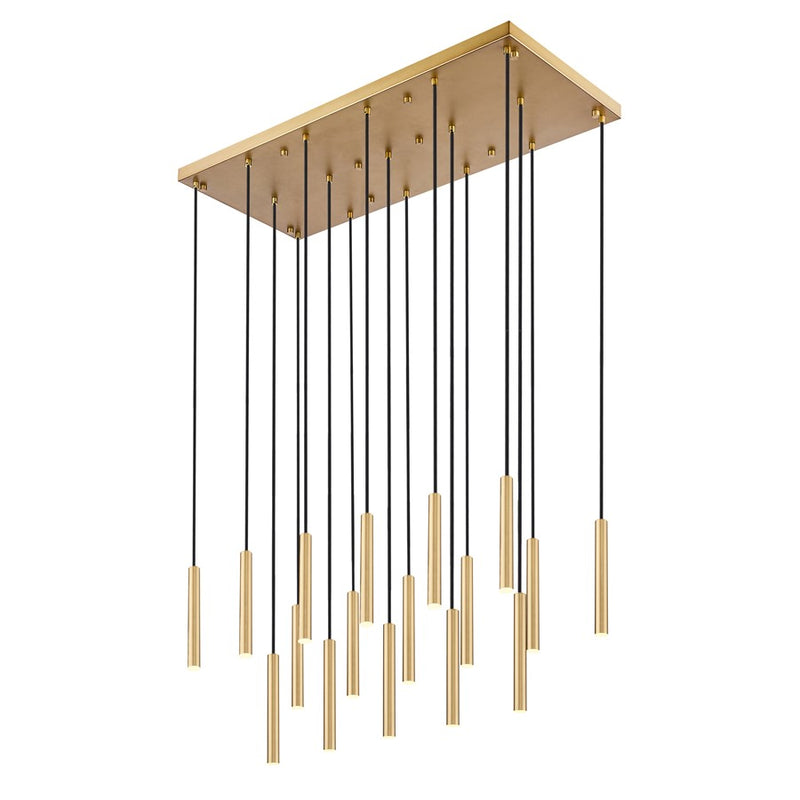 Z-Lite Forest 17Lt 12" LED Linear Chandelier, Gold/Gold - 919MP12-17L-MGLD-LED