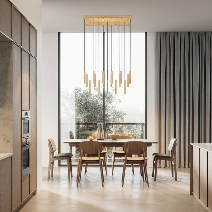 Z-Lite Forest 17Lt 12" LED Linear Chandelier, Gold/Gold