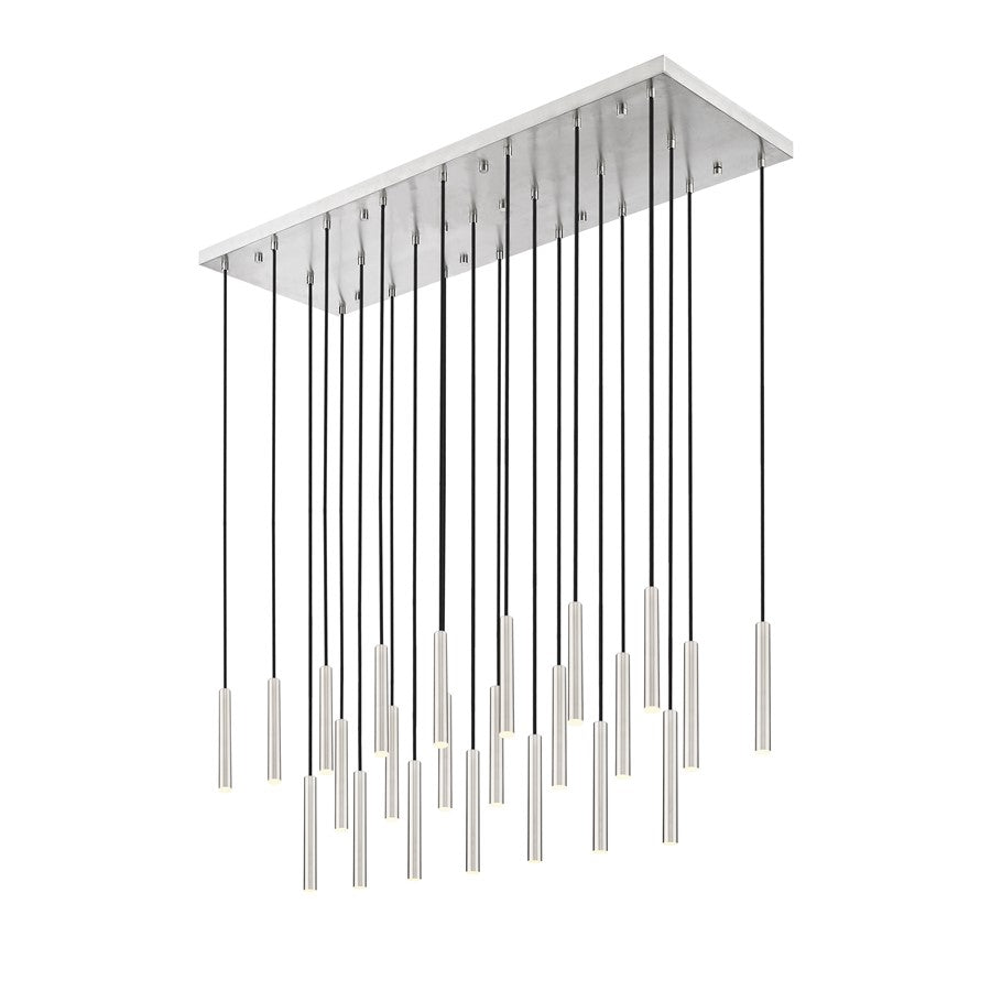 Z-Lite Forest 23Lt 12" LED Linear Chandelier, Nickel/Nickel - 919MP12-23L-BN-LED
