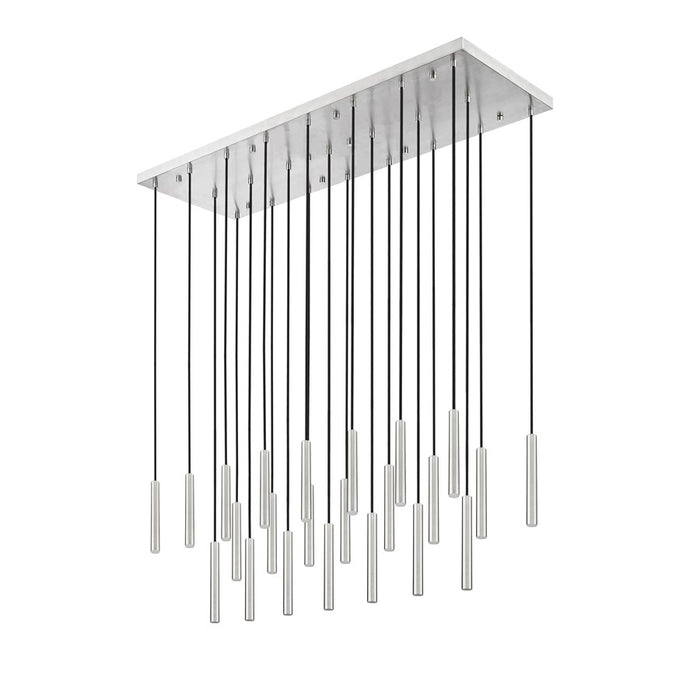 Z-Lite Forest 23Lt 12" LED Linear Chandelier, Nickel/Nickel