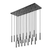 Z-Lite Forest 23Lt 12" LED Linear Chandelier, Black/Black - 919MP12-23L-MB-LED
