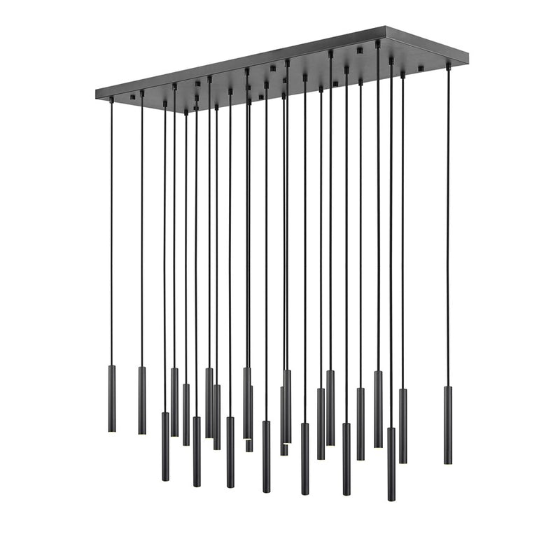 Z-Lite Forest 23 Light 12" LED Linear Chandelier, Black/Black