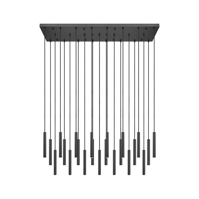 Z-Lite Forest 23Lt 12" LED Linear Chandelier, Black/Black