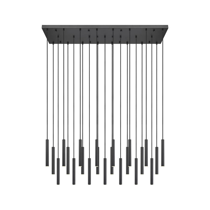 Z-Lite Forest 23 Light 12" LED Linear Chandelier, Black/Black