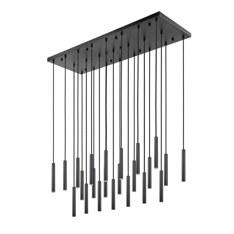Z-Lite Forest 23Lt 12" LED Linear Chandelier, Black/Black