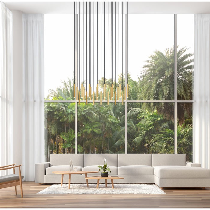 Z-Lite Forest 23Lt 12" LED Linear Chandelier, Gold/Gold