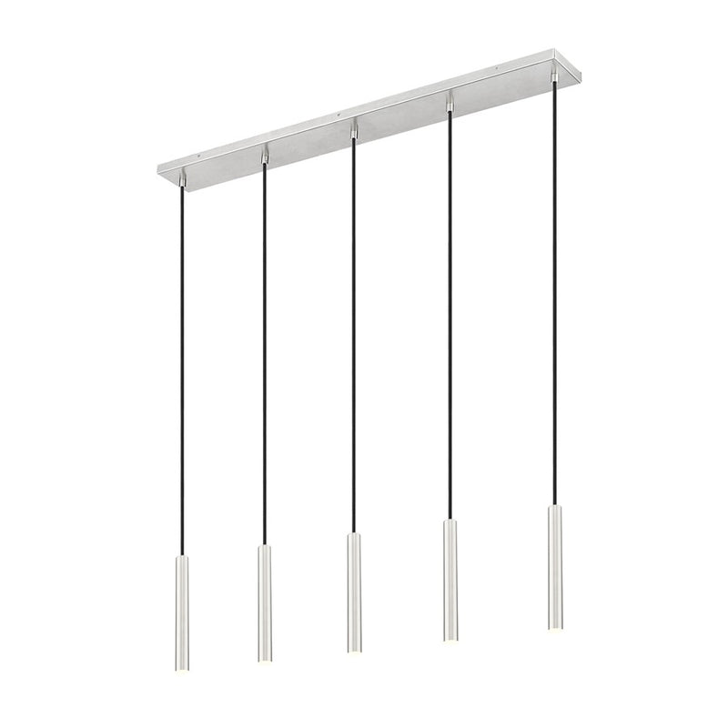 Z-Lite Forest 5Lt 12" LED Linear Chandelier, Nickel/Nickel - 919MP12-5L-BN-LED