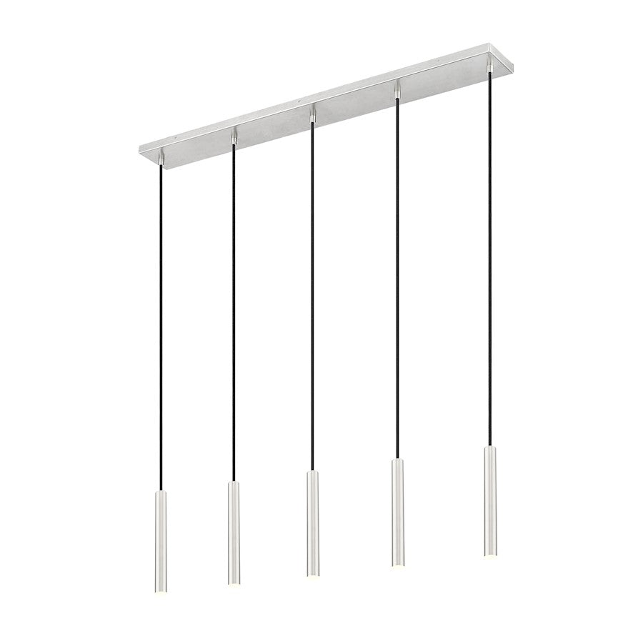 Z-Lite Forest 5 Light 12" LED Linear Chandelier, Nickel/Nickel - 919MP12-5L-BN-LED