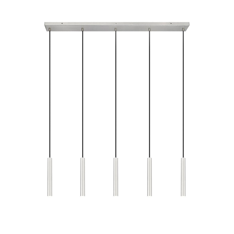 Z-Lite Forest 5Lt 12" LED Linear Chandelier, Nickel/Nickel
