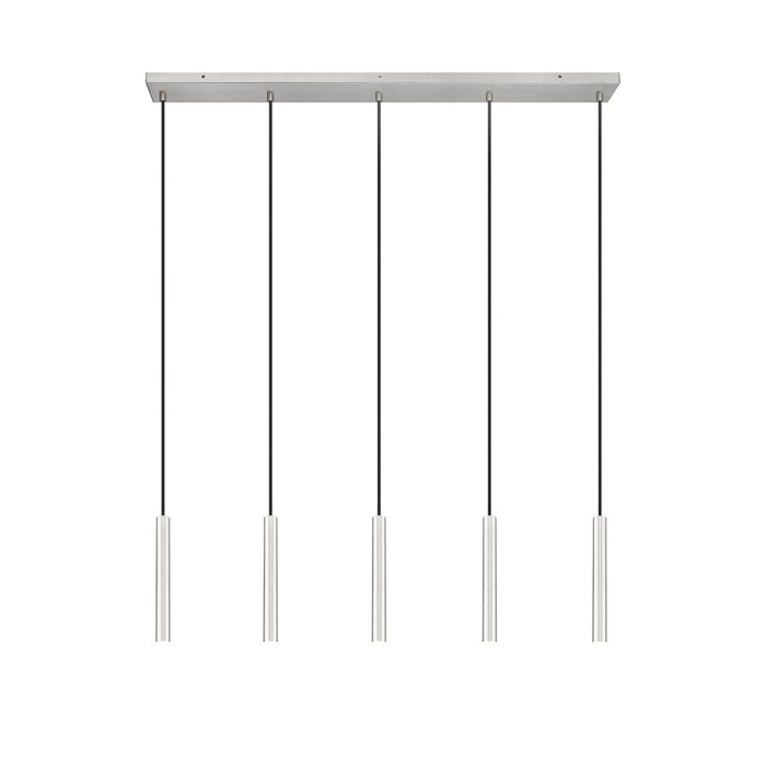Z-Lite Forest 5 Light 12" LED Linear Chandelier, Nickel/Nickel