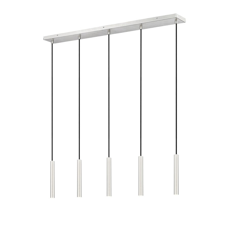 Z-Lite Forest 5 Light 12" LED Linear Chandelier, Nickel/Nickel