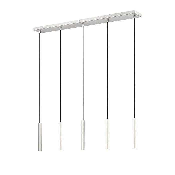 Z-Lite Forest 5 Light 12" LED Linear Chandelier, Nickel/Nickel