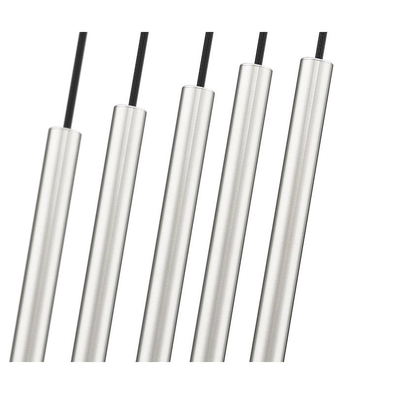 Z-Lite Forest 5Lt 12" LED Linear Chandelier, Nickel/Nickel