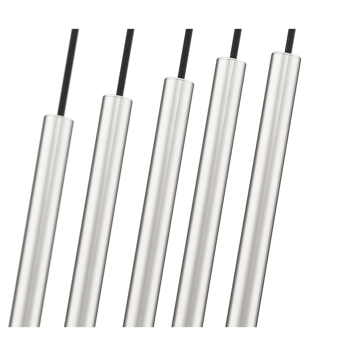 Z-Lite Forest 5 Light 12" LED Linear Chandelier, Nickel/Nickel