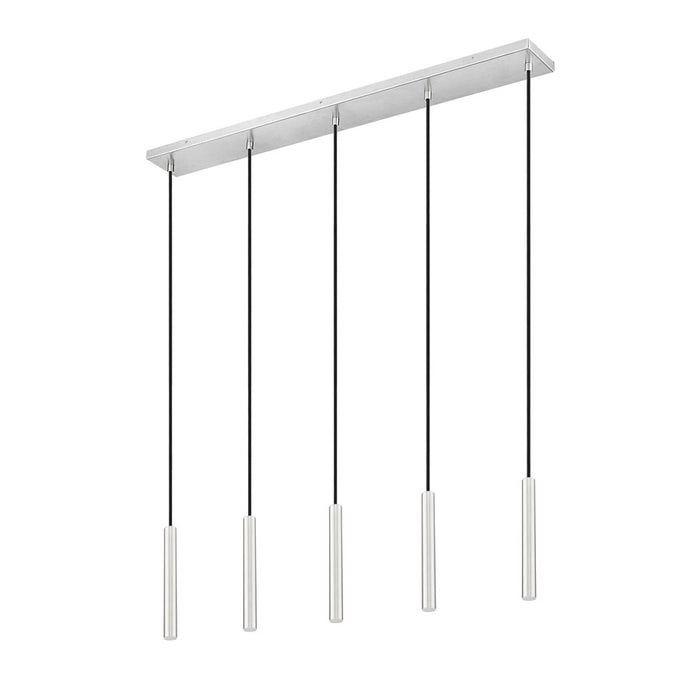 Z-Lite Forest 5Lt 12" LED Linear Chandelier, Nickel/Nickel