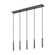 Z-Lite Forest 5 Light 12" LED Linear Chandelier, Black/Black - 919MP12-5L-MB-LED