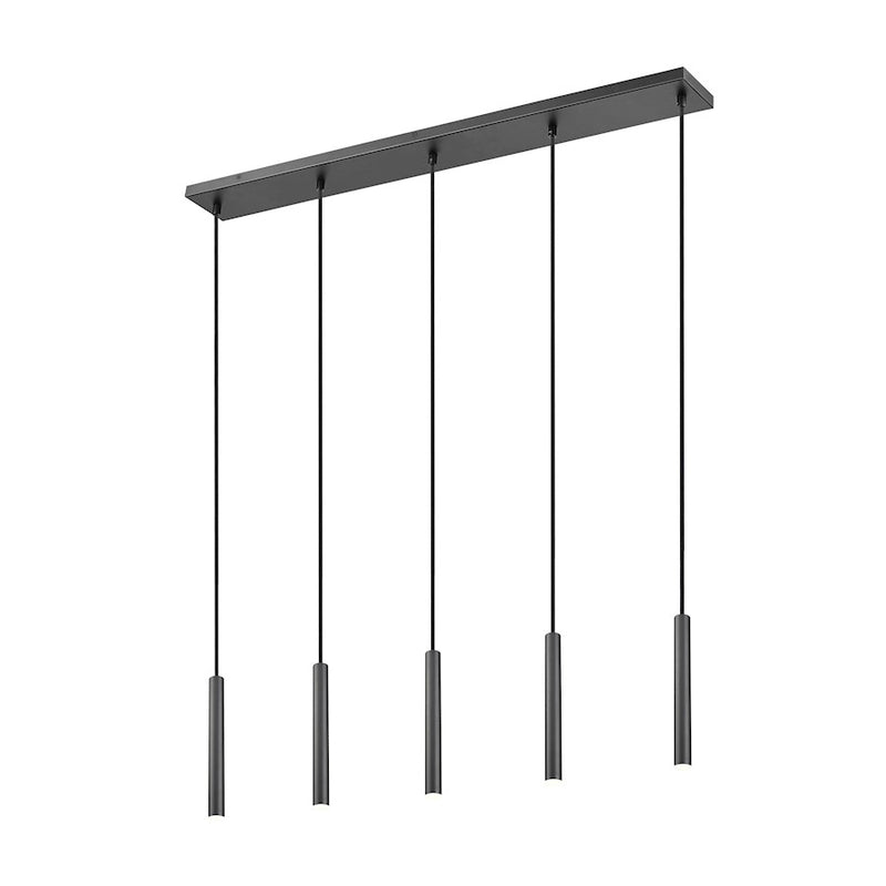 Z-Lite Forest 5 Light 12" LED Linear Chandelier, Black/Black - 919MP12-5L-MB-LED