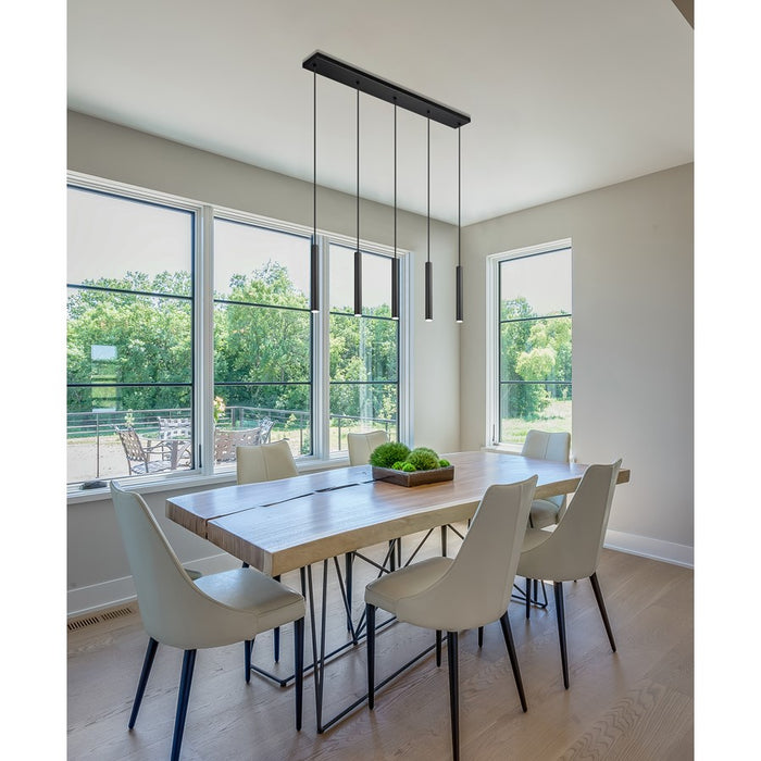 Z-Lite Forest 5 Light 12" LED Linear Chandelier, Black/Black