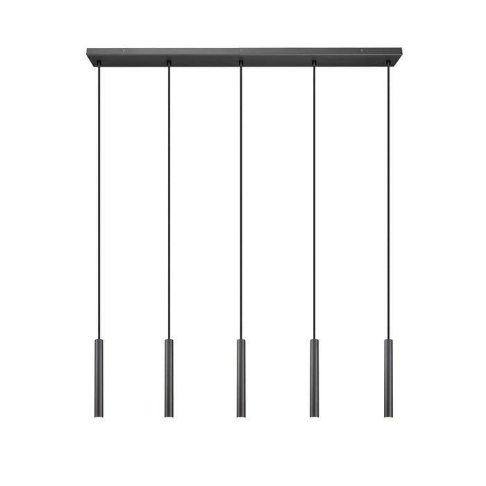 Z-Lite Forest 5 Light 12" LED Linear Chandelier, Black/Black