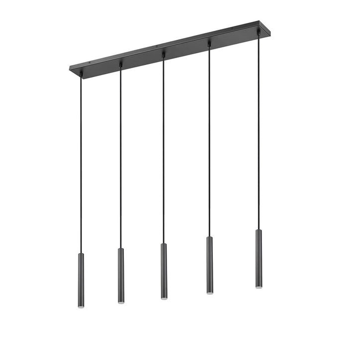 Z-Lite Forest 5 Light 12" LED Linear Chandelier, Black/Black