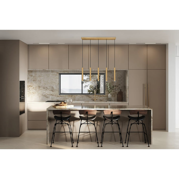 Z-Lite Forest 5Lt 12" LED Linear Chandelier, Gold/Gold