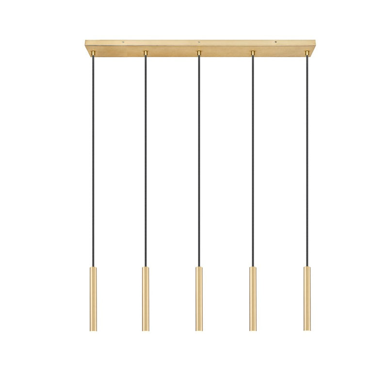 Z-Lite Forest 5Lt 12" LED Linear Chandelier, Gold/Gold