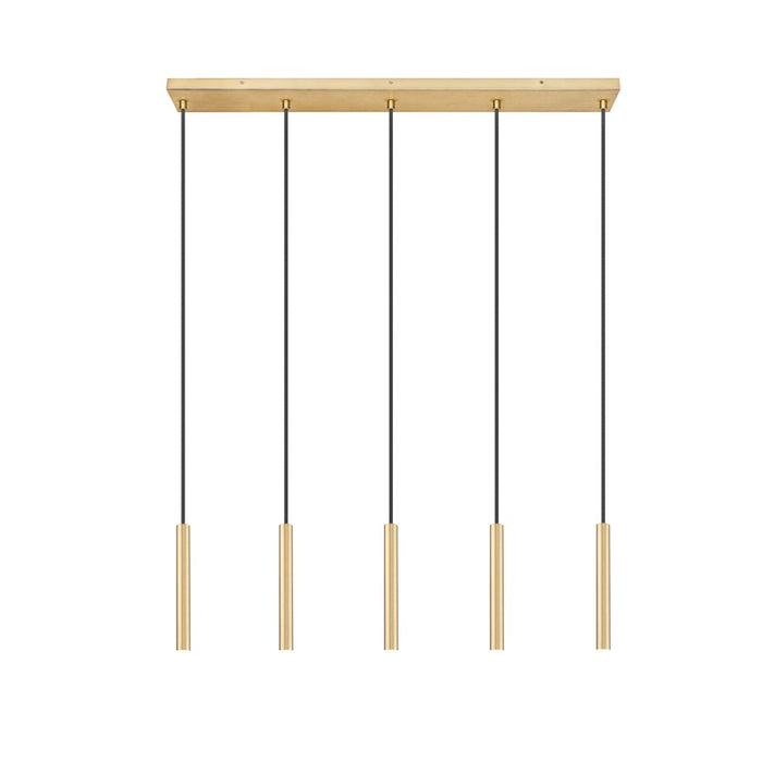 Z-Lite Forest 5Lt 12" LED Linear Chandelier, Gold/Gold