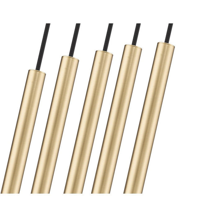 Z-Lite Forest 5Lt 12" LED Linear Chandelier, Gold/Gold