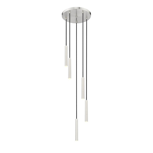 Z-Lite Forest 5Lt 12" LED Chandelier, Nickel/Nickel - 919MP12-5R-BN-LED