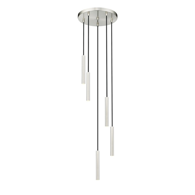 Z-Lite Forest 5 Light 12" LED Chandelier, Nickel/Nickel