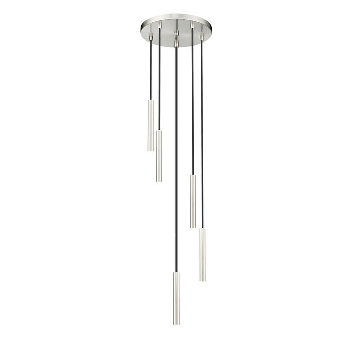 Z-Lite Forest 5 Light 12" LED Chandelier, Nickel/Nickel