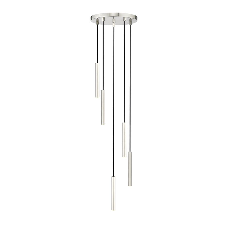 Z-Lite Forest 5Lt 12" LED Chandelier, Nickel/Nickel