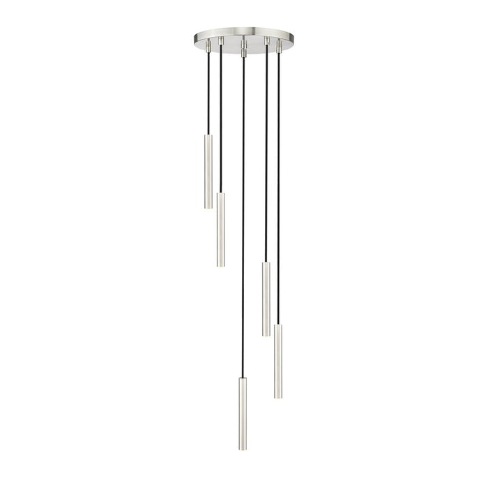 Z-Lite Forest 5 Light 12" LED Chandelier, Nickel/Nickel