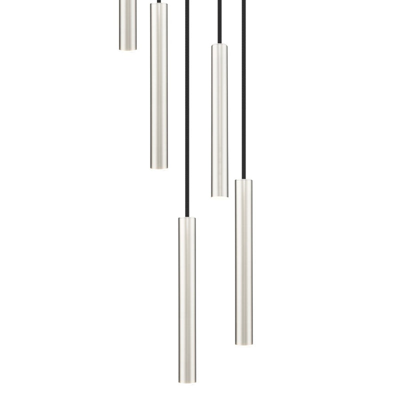 Z-Lite Forest 5Lt 12" LED Chandelier, Nickel/Nickel