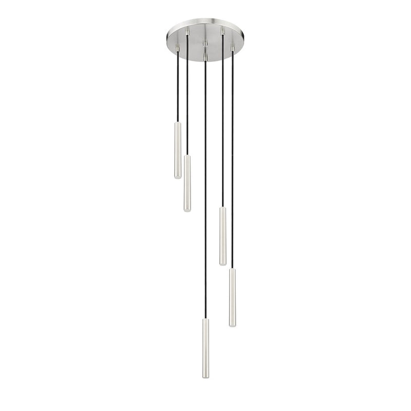 Z-Lite Forest 5Lt 12" LED Chandelier, Nickel/Nickel