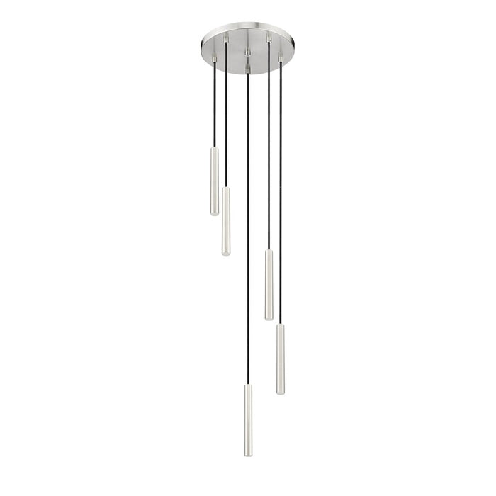 Z-Lite Forest 5 Light 12" LED Chandelier, Nickel/Nickel