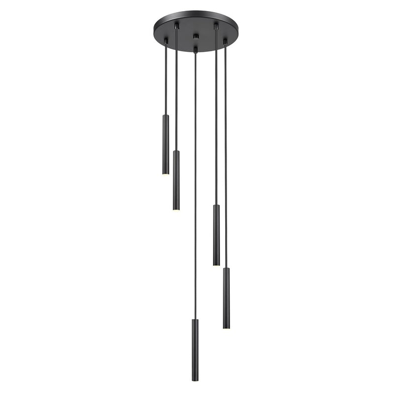 Z-Lite Forest 5 Light 12" LED Chandelier, Black/Black