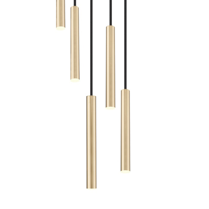 Z-Lite Forest 5 Light 12" LED Chandelier, Gold/Gold