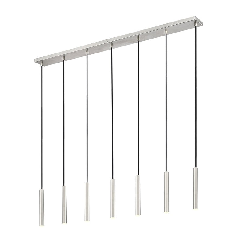 Z-Lite Forest 7Lt 12" LED Linear Chandelier, Nickel/Nickel - 919MP12-7L-BN-LED