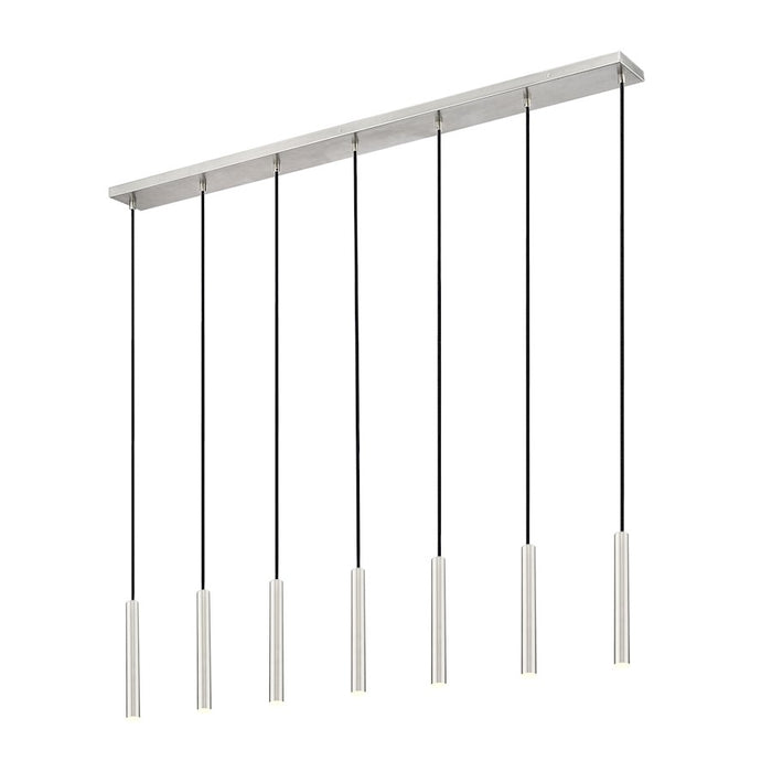 Z-Lite Forest 7 Light 12" LED Linear Chandelier, Nickel/Nickel - 919MP12-7L-BN-LED