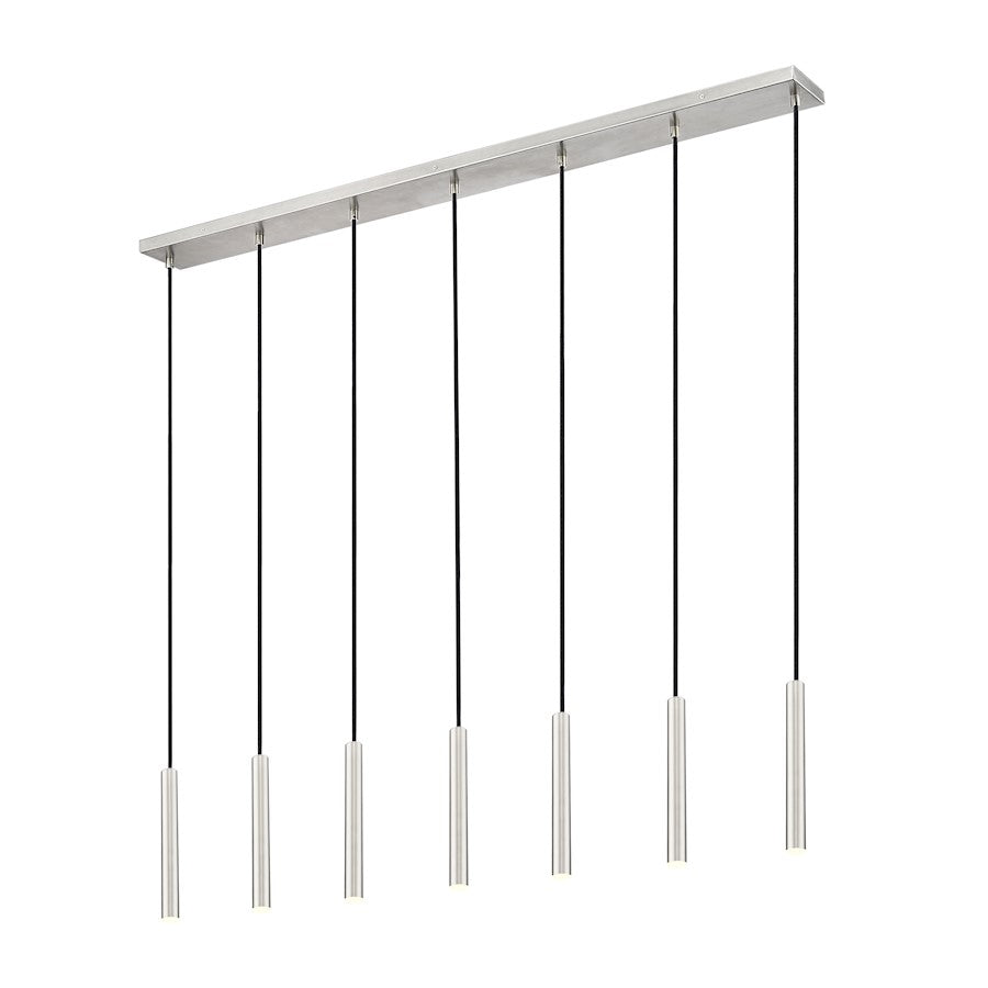Z-Lite Forest 7 Light 12" LED Linear Chandelier, Nickel/Nickel - 919MP12-7L-BN-LED