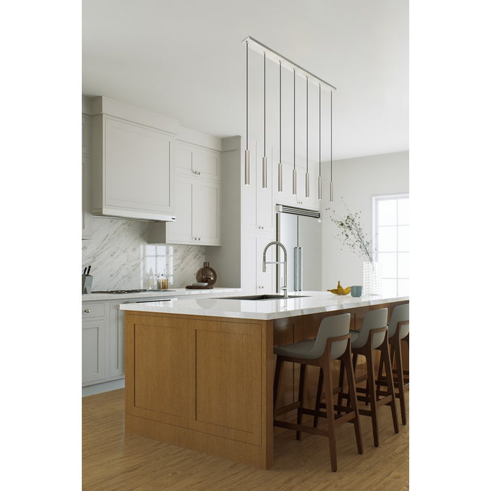 Z-Lite Forest 7Lt 12" LED Linear Chandelier, Nickel/Nickel