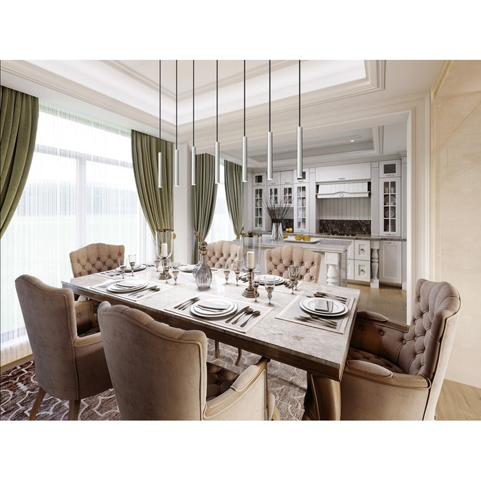 Z-Lite Forest 7Lt 12" LED Linear Chandelier, Nickel/Nickel