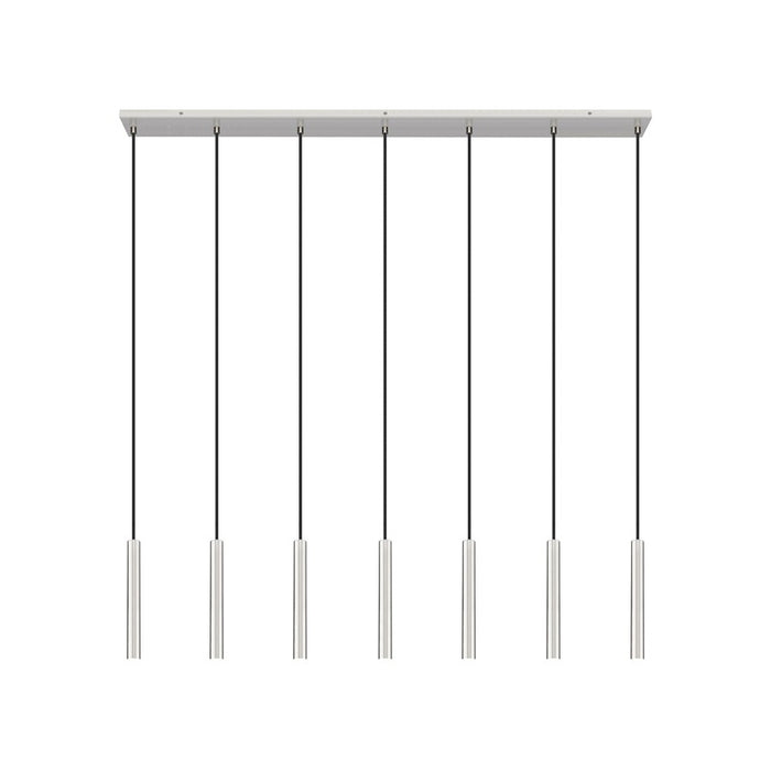 Z-Lite Forest 7Lt 12" LED Linear Chandelier, Nickel/Nickel
