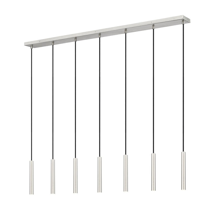 Z-Lite Forest 7Lt 12" LED Linear Chandelier, Nickel/Nickel
