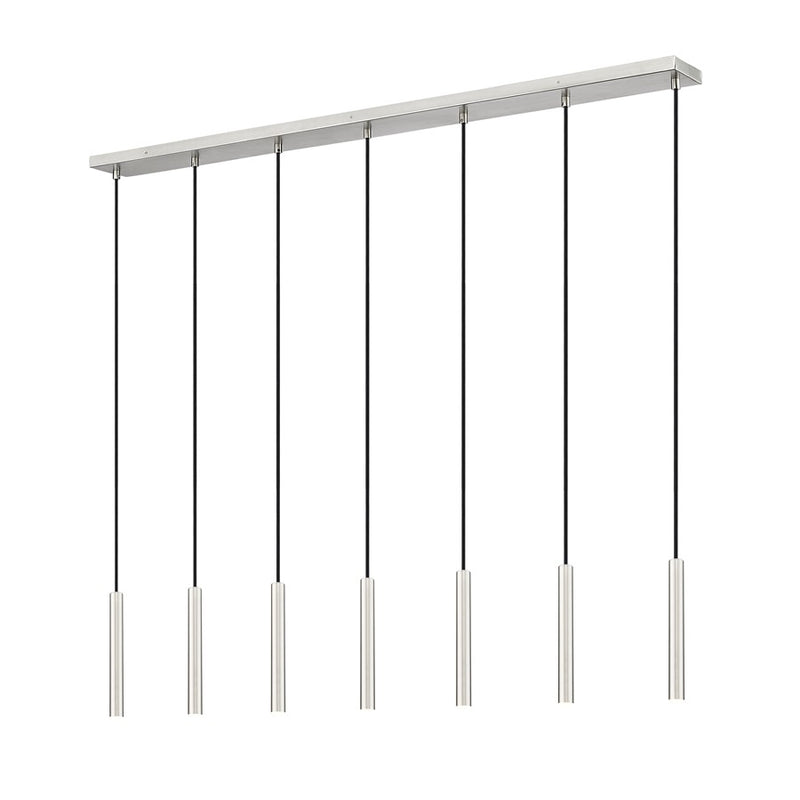 Z-Lite Forest 7 Light 12" LED Linear Chandelier, Nickel/Nickel