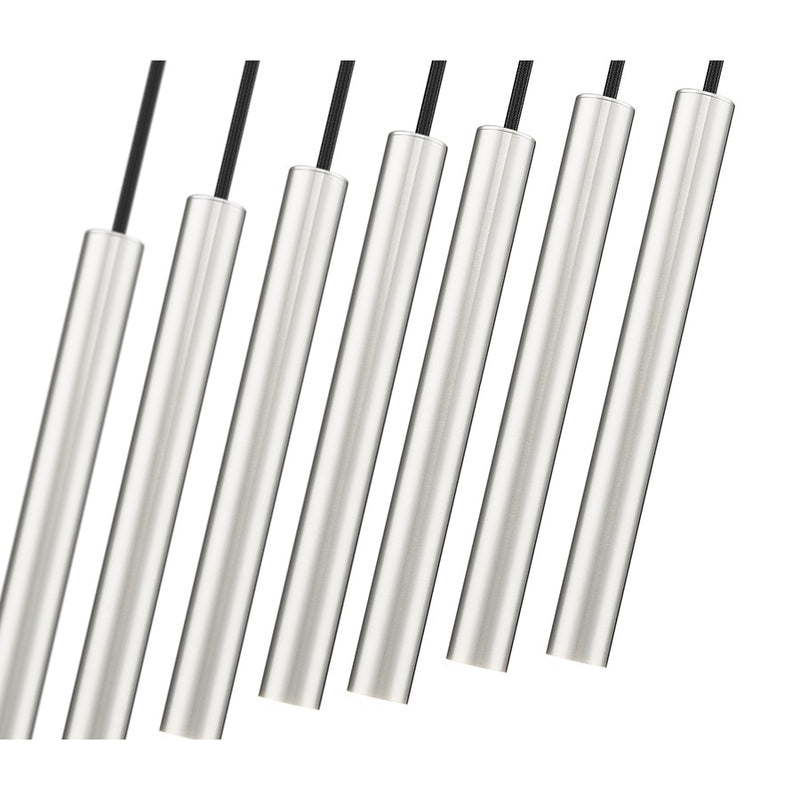 Z-Lite Forest 7Lt 12" LED Linear Chandelier, Nickel/Nickel